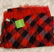 Vera Bradley Scarf brand new with tags red black color long 69” wide 25”