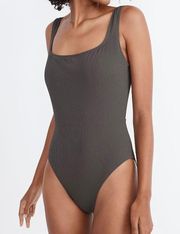 Second Wave Ribbed Square-Neck Tank One-Piece Swimsuit