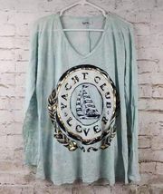 Lauren Moshi Mona Tee Shirt Yacht Club Blue Long Sleeve Medium NWT