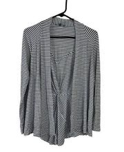 Market & Spruce Small Striped Cardigan Twist Back Black White Lightweight