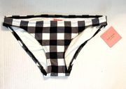 Kate Spade Bikini Bottoms Black & White Gingham Plaid Mid Rise Bottoms Sz S NWT