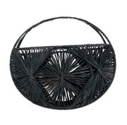 A New Day Black Woven Raffia Top Handle Bag