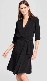 Mossimo Faux Wrap Long Sleeve Dress Black Size Small