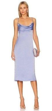 NEW WeWoreWhat Cowl Midi Dress Slate Blue Silk Size 0 XS Who Wore What