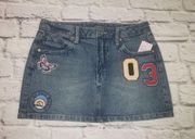 NEW Wild Fable Womens’ Denim Skirt Size 00 Jean Mini 90s Style Y2K Patch