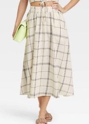 A New Day Windowpane Smocked Waist Mid-Rise A-Line Skirt Size XS