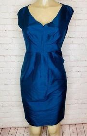 Magaschoni blue silk dress with front pleats