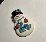 Signed HMK CDS Ceramic Snowman Christmas Holiday Brooch Pin Hallmark