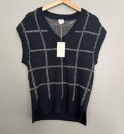 Navy Windowpane Sweater Vest