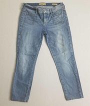 Guess Jeans Capri Women 31 Blue Denim Pants Britney Skinny Classic Minimalist