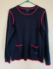 Nautica Navy Blue Knit Sweater Size M Long Sleeve Crew Neck