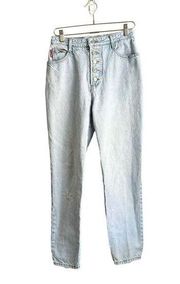 Vintage Bongo Button Closure High Rise Jeans Women's 13 Light Blue Wash