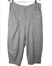 Poetry Grey Linen Like Ankle Length Trousers Pant Plus Size 14