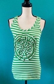 Kate Spade New York Size Xs Green and White Striped Tank Top