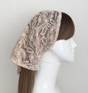 Soft Floral Lace Self Tie Triangle  Scarf