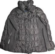 Via Spiga Charcoal Gray Quilted Down Filled Double Breasted Puffer Jacket L