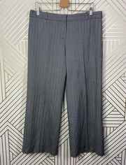 Chloe Herringbone Wide-Leg Cropped Wool Trousers in Gray Storm Size US 12