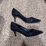 White House Black Market Navy Blue Sparkle heels Size 7.5