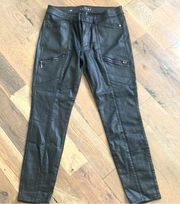 White House Black Market The Skinny Black Coated Moto Pants Size 8 Slim