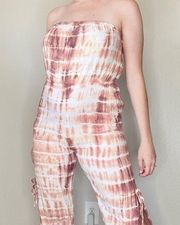 Tiare Hawaii Orange Cream Tie Dye Open Back Jumpsuit