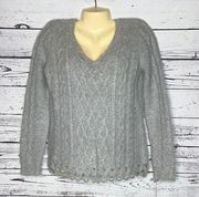 Tweeds NWT Size M Gray V-Neckline Angora/Lambs’ Wool Blend Sweater Top