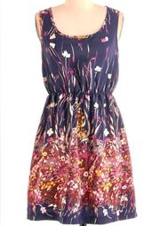 Moon Collection navy pink and white floral dress size small