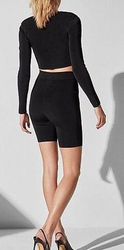 Body Contour Black Ribbed Biker Shorts