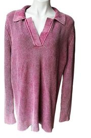 Soft Surroundings Turn-down Collar Chunky-Knitted V-Neck Pullover Sweater