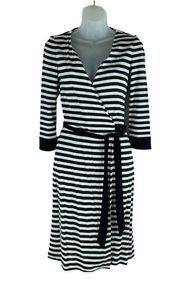 Diane Von Furstenberg New Julian Two Striped Wrap Dress Black White Size 0