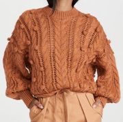 Ulla Johnson Caterina Pullover Bauble Cable-Knit Sweater in Sienna