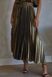 Ina Metallic Pleated Maxi Skirt