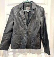 Vintage Uniform John Paul Richard Black Genuine Leather Jacket size 8