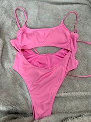 Pink Cut-Out One Piece Bikini