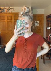 Criss cross burnt orange top