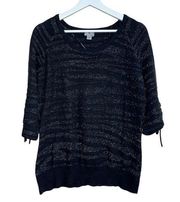 WORTHINGTON | Black zebra print metallic sweater Size XL