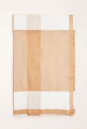 NWT   Cappuccino Tan/Cream Colorblock Plaid Wrap/Shawl/Scarf $59