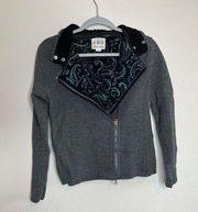 Title nine wool women’s moto style full zip sweater