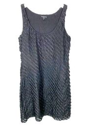 Eileen Fisher Womens Silk Mini Asymmetrical Ruffle Tank Dress Black Lined Size 8