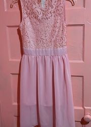 SheIn Light pink  silk dress with crochet floral top. Barbiecore. Barbiepink