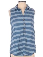 medium chambray hi low striped top