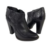 Diesel Womens Size 39 Western Guadalupy Black Leather Heeled Ankle Booties Boots