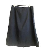 Eileen Fisher Straight Pencil Knee Length Black Skirt Size M Silk‎ Cotton Blend