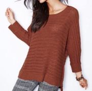 Red Garnet Hill Lambswool Angora Blend Side Zip Sweater Terracotta Orange Small