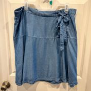Ann Taylor Chambray Lace Up Flare Skirt Size 14