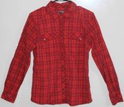 Womens REI Co-Op Northway Plaid Red Snap Button Up Long Sleeve Shirt Size Medium