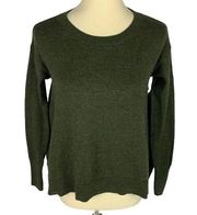 Dark Green Boxy Cropped Merino Wool Pullover Sweater Women’s XS