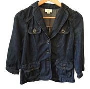 LOFT Ann Taylor Jean Denim Jacket Blazer Small Petite Womens