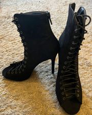 Lace Up Black Heels