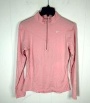 Nike Women’s Soft Pink Pretty Pastel Long Sleeves Quarter Zip Top Size Medium