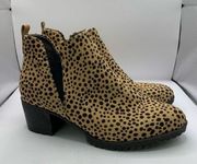 Dr. Scholl's London Bootie size 8M black & brown pock-a dot ankle heel suede